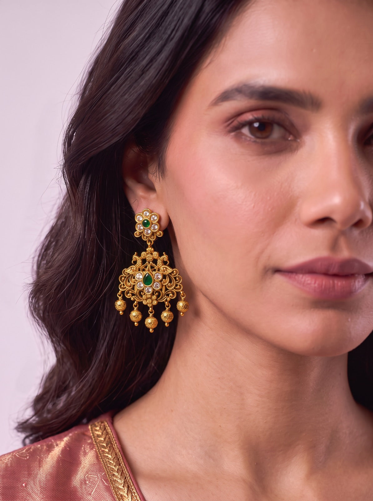 Emerald Green Elephant Necklace With Earrings