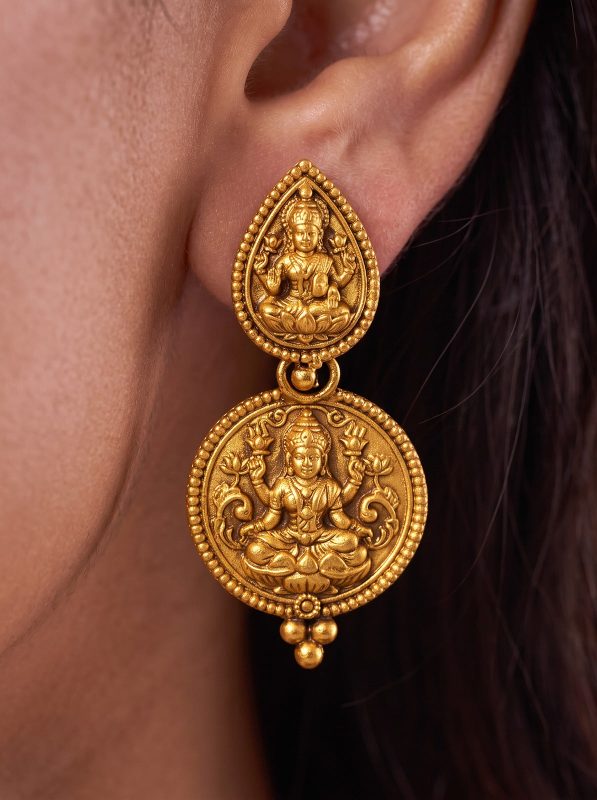 Pink Stone Lakshmi Mala With Earings