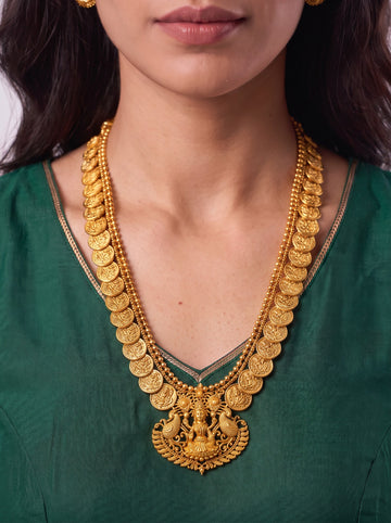 Kashi Mala With Lakshmi Pendant With Earings