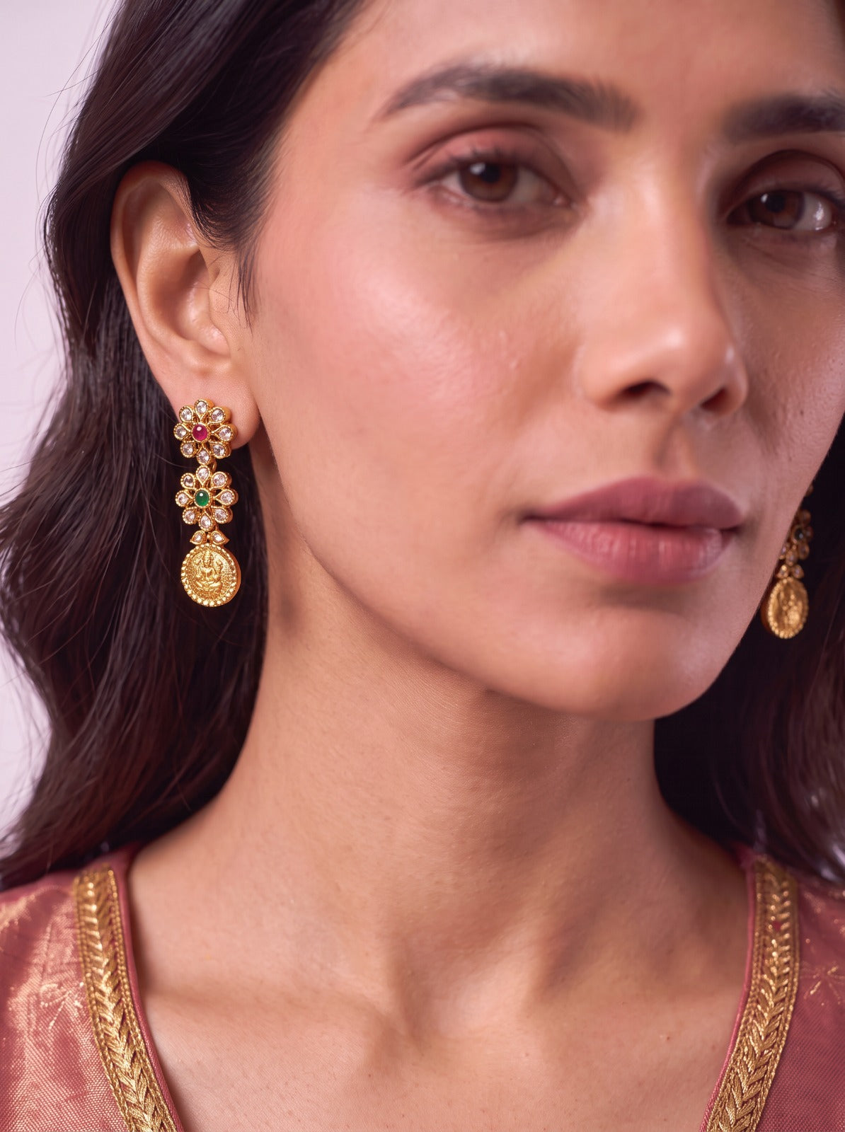 Kashi Mala With Ruby Stone And Earrings