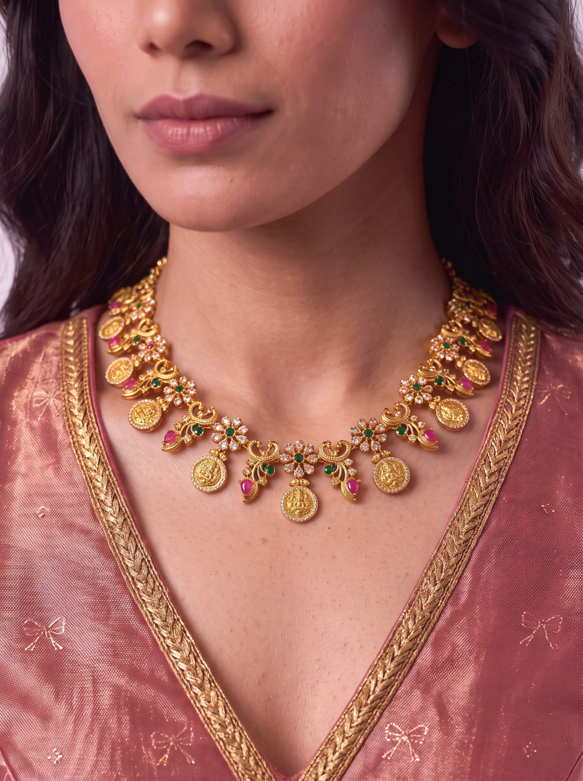 Kashi Mala With Ruby Stone And Earrings