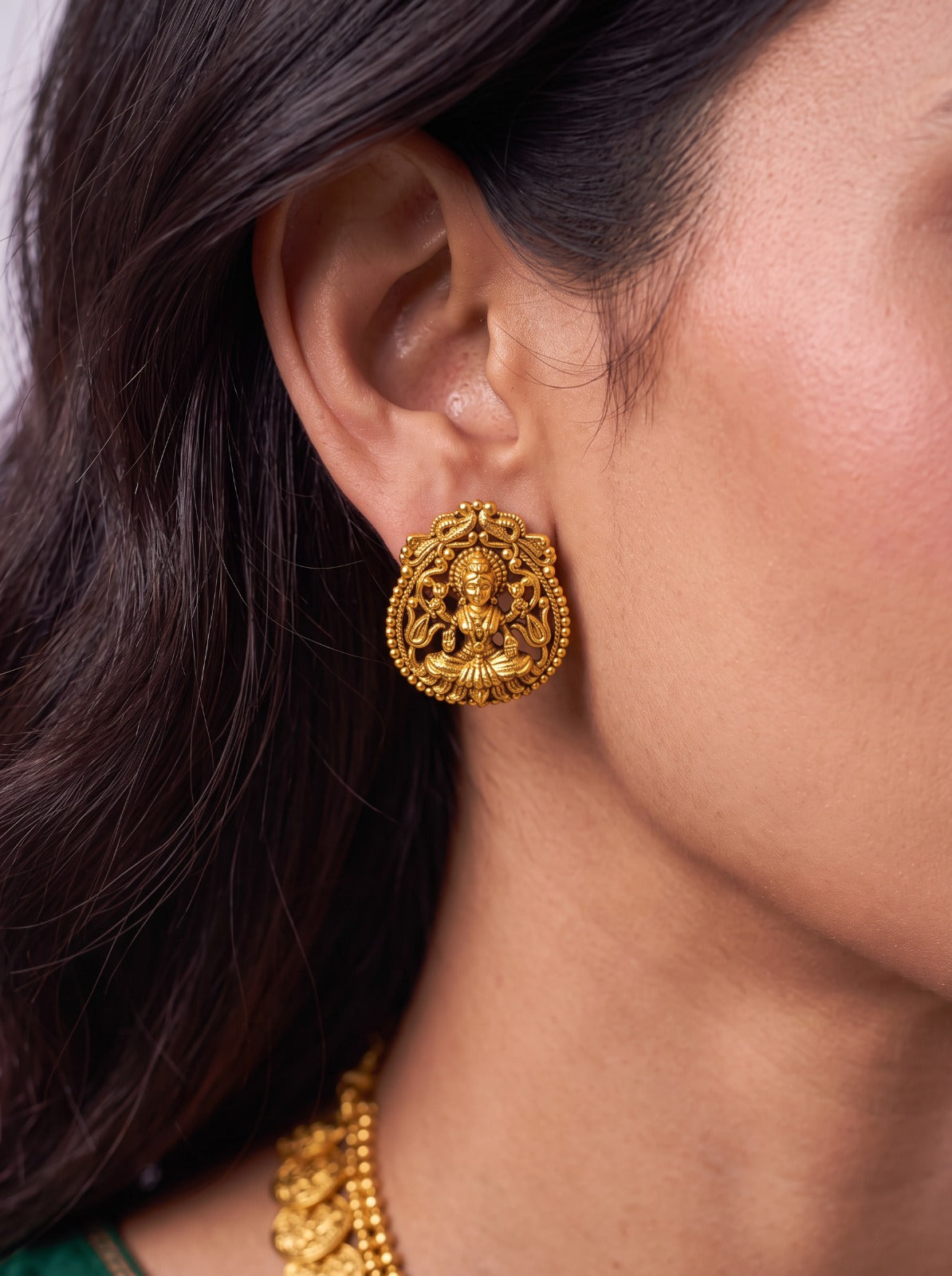 Kashi Mala With Lakshmi Pendant With Earings