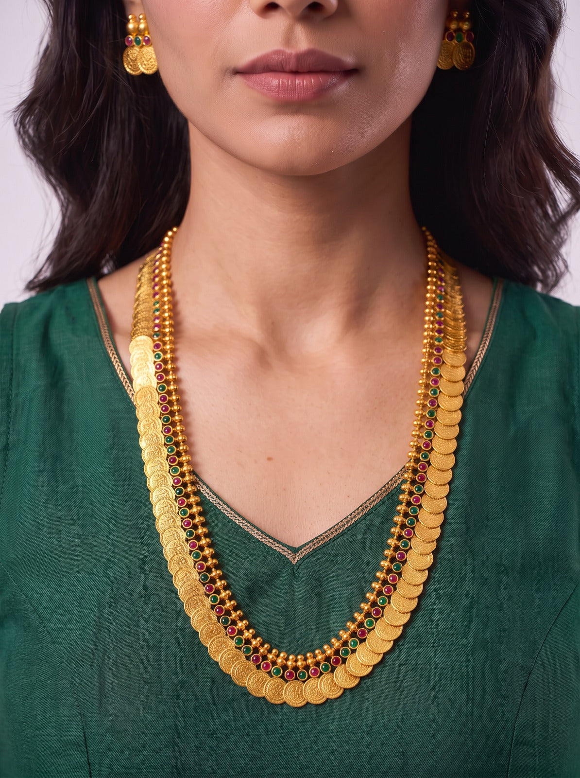 Kashi Mala With Multistone With Earrings