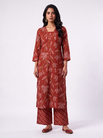 Bandhani Crimson Red Cotton 2 Piece Set