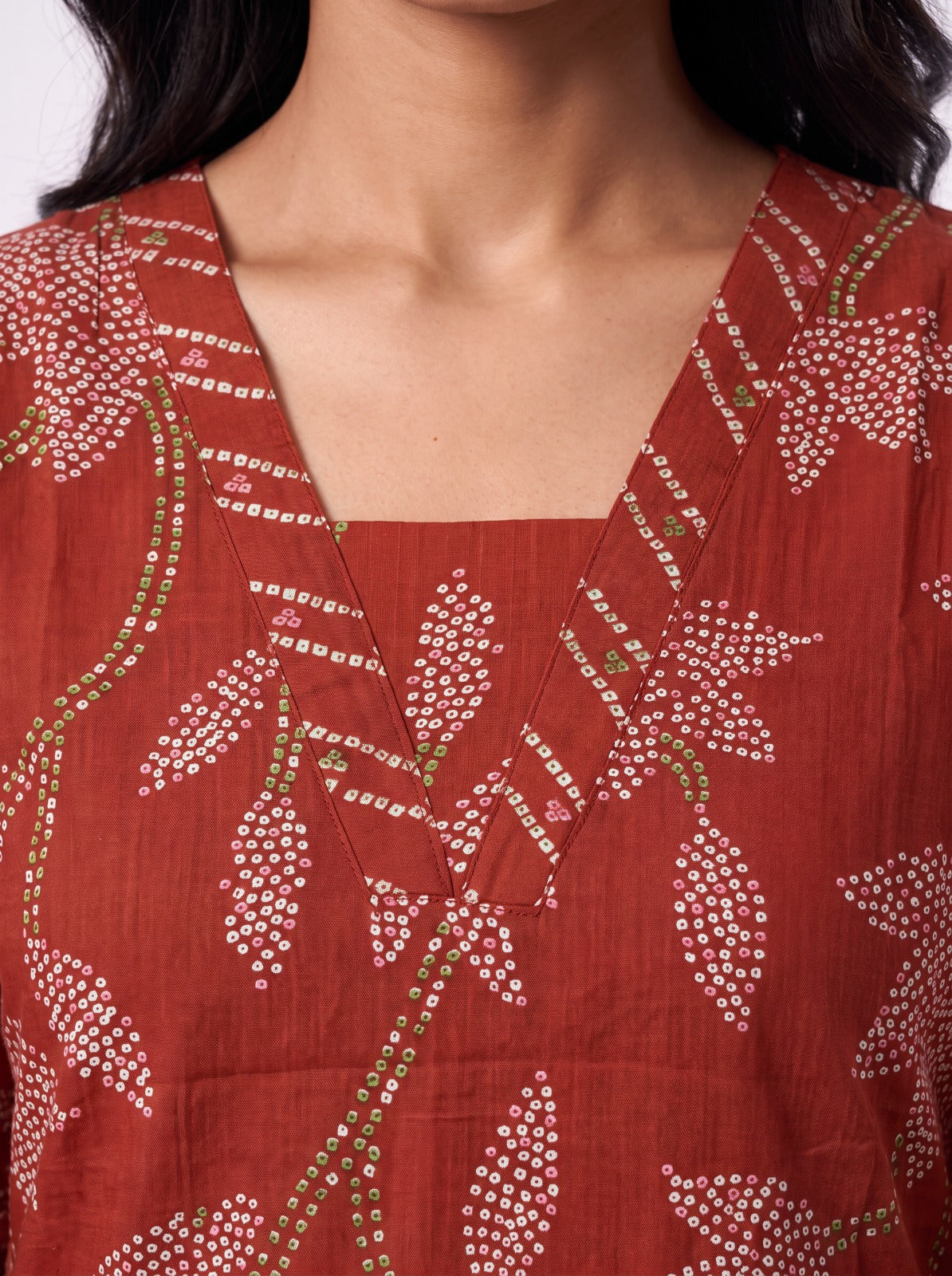 Bandhani Crimson Red Cotton 2 Piece Set