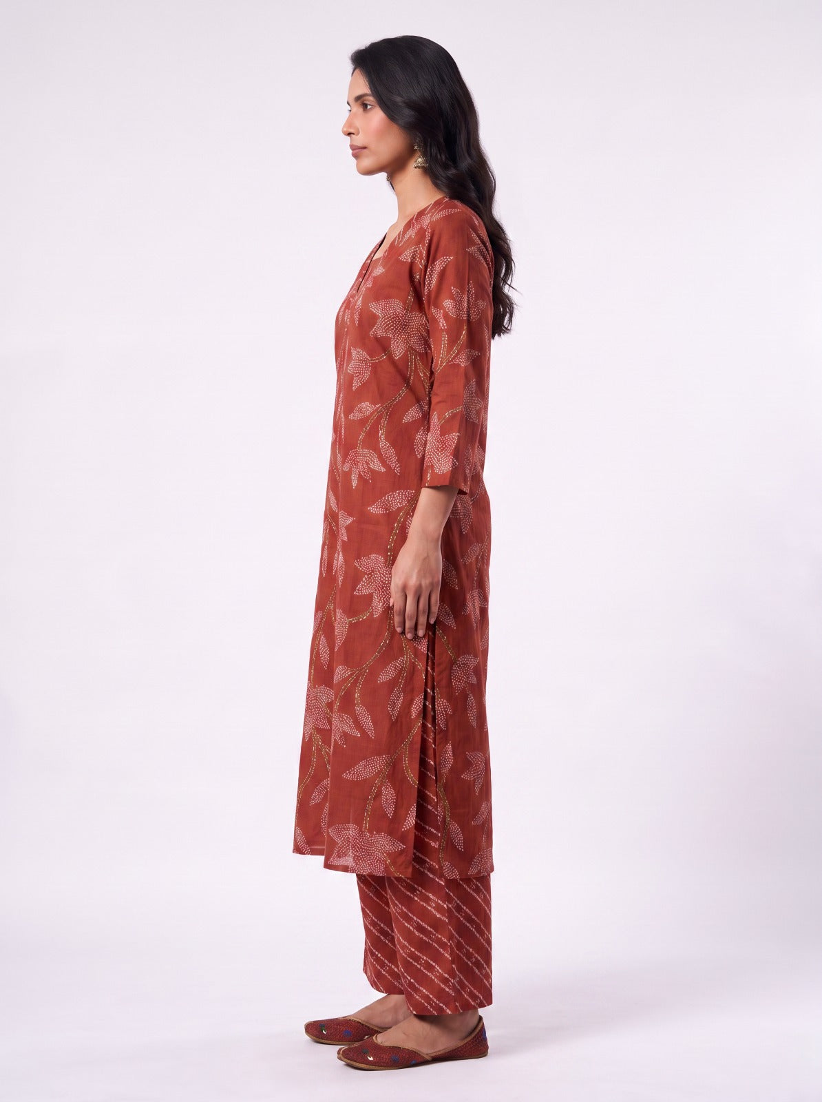 Bandhani Crimson Red Cotton 2 Piece Set