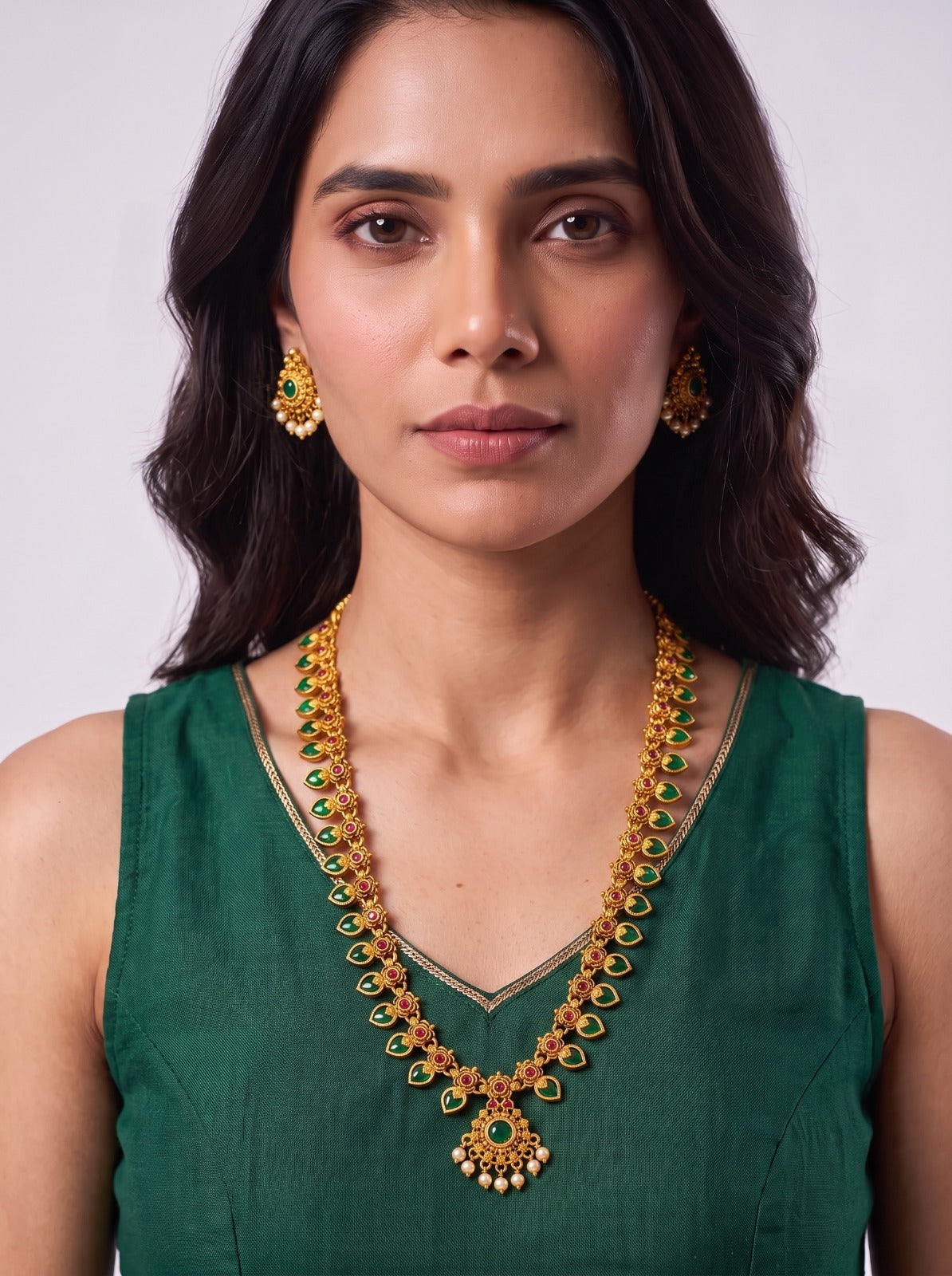Long Palaka Mala With Earings