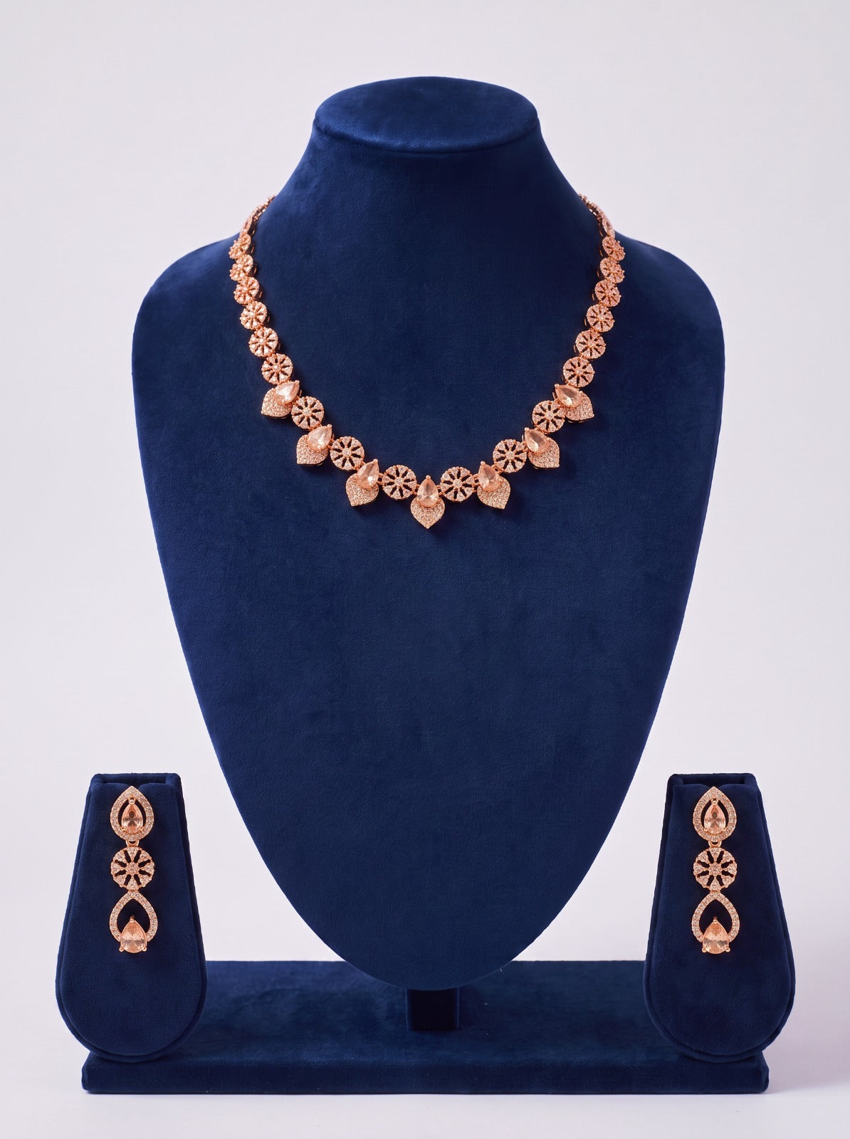 Rose Gold Fire Opal AD Choker With Earrings