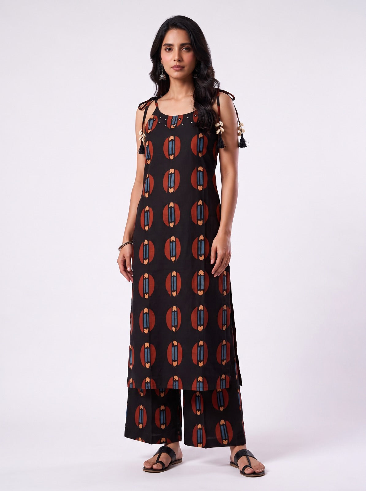 Doodle Black Cotton Spaghetti Co Ord Set