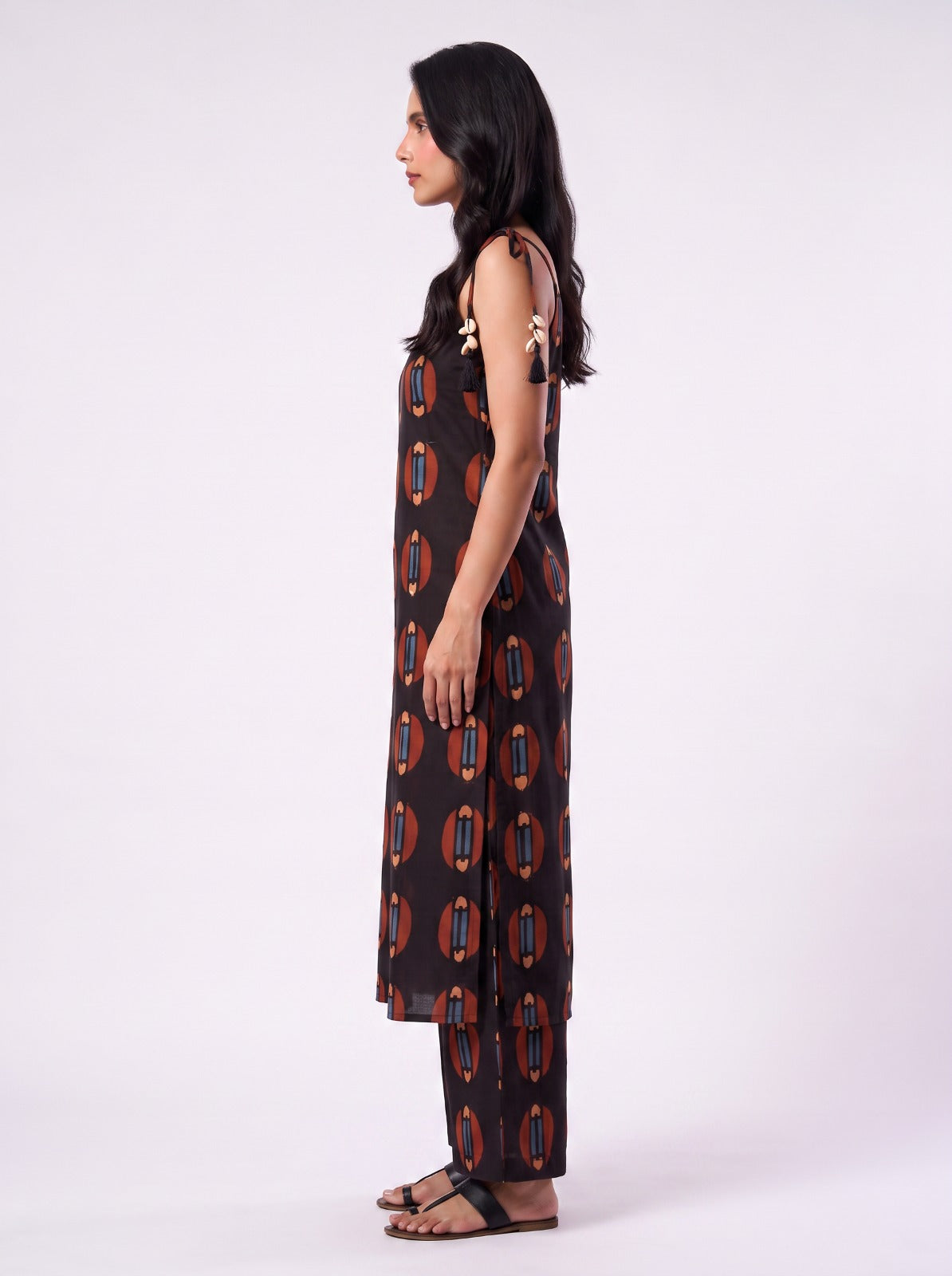 Doodle Black Cotton Spaghetti Co Ord Set