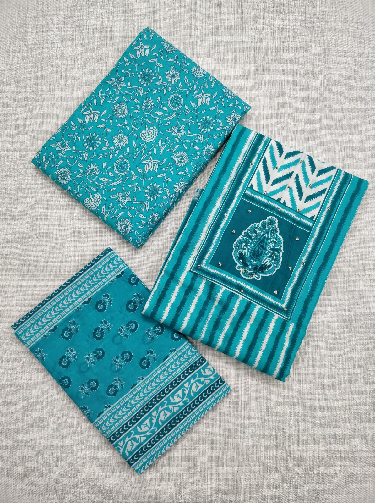 Blue Malhar Cotton Unstitched Suits