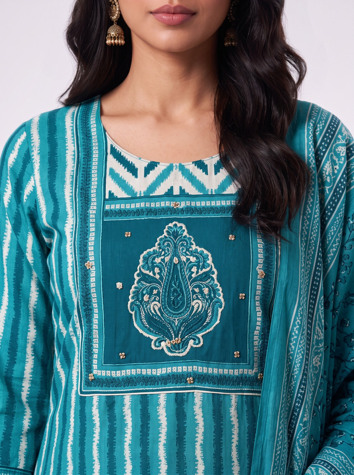 Blue Malhar Cotton Unstitched Suits