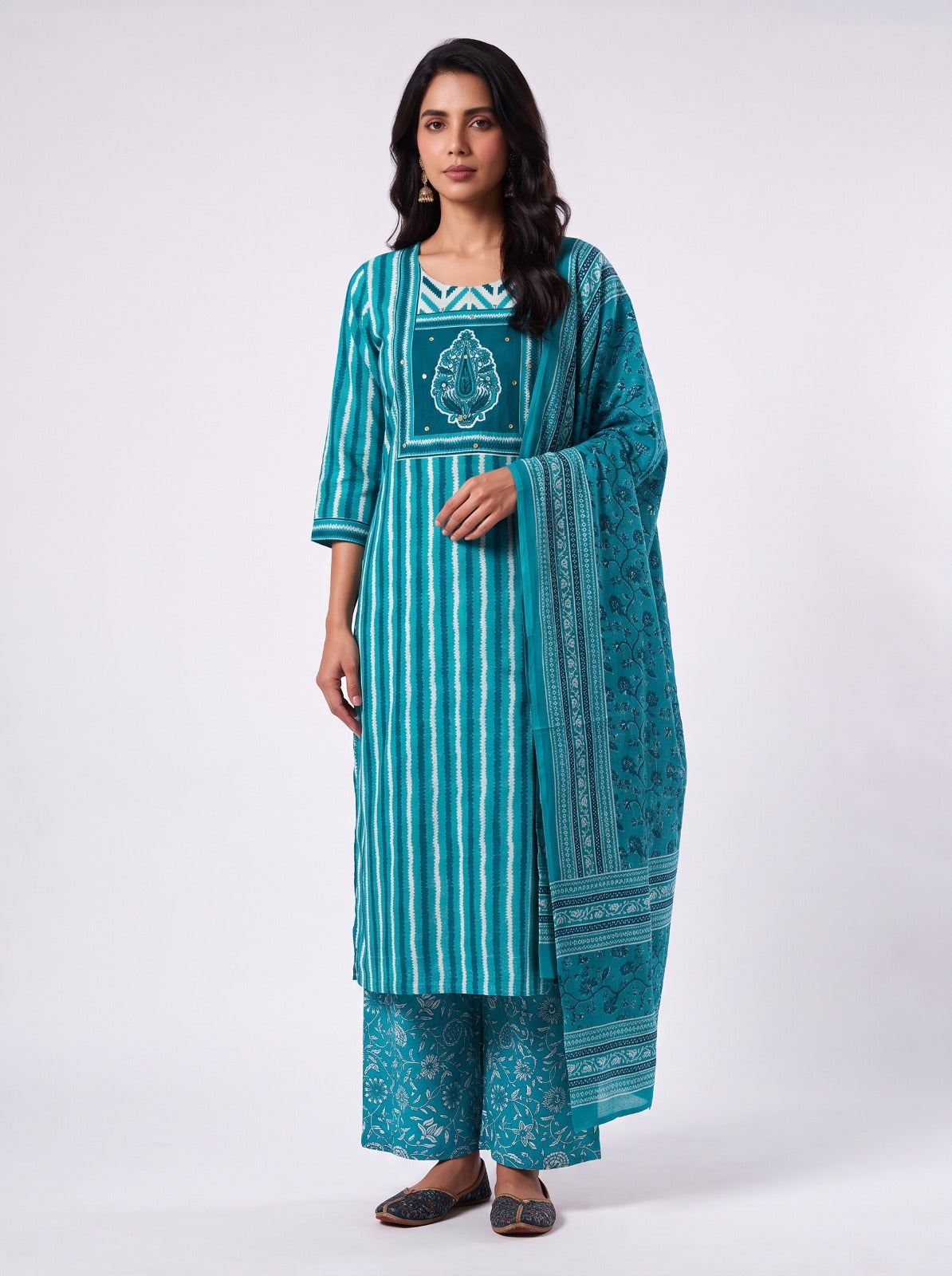 Blue Malhar Cotton Unstitched Suits