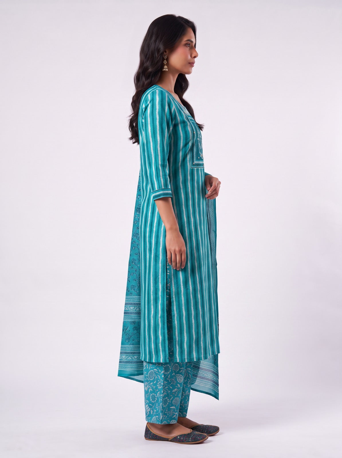 Blue Malhar Cotton Unstitched Suits