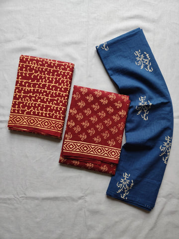 Mix N Match Maroon Unstitched Dress Material With Cotton Shawl