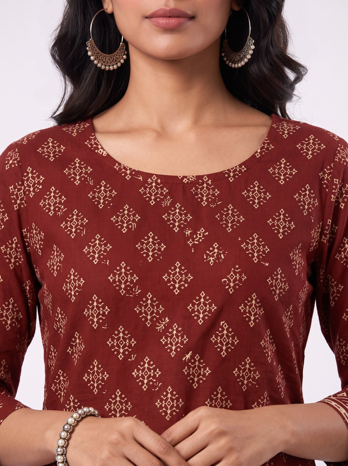 Mix N Match Maroon Unstitched Dress Material With Cotton Shawl