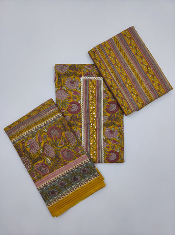 Yellow Gulabi Cotton Unstitched Suits