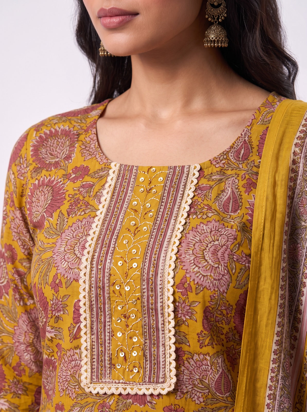 Yellow Gulabi Cotton Unstitched Suits