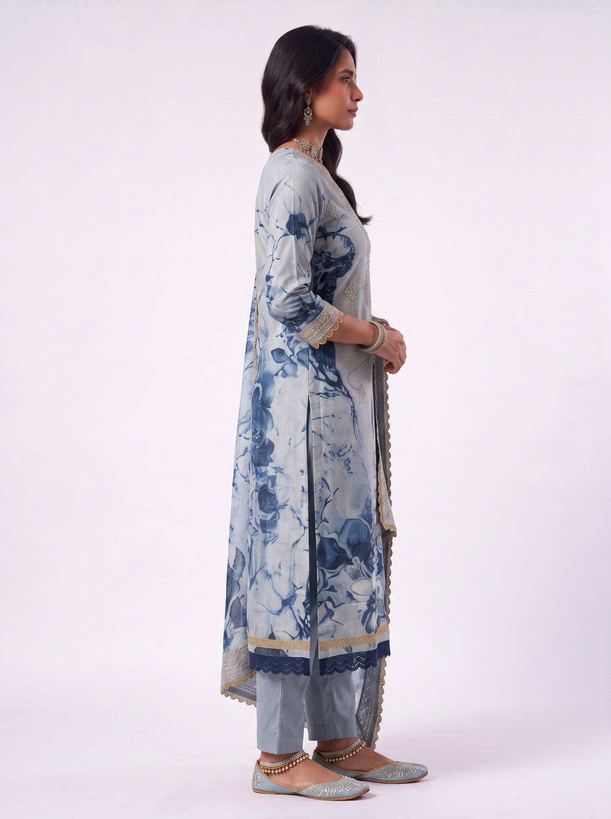 Aurelia Azure Mul Chanderi Silk Unstitched Suit