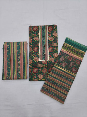 Green Gulabi Cotton Unstitched Suit