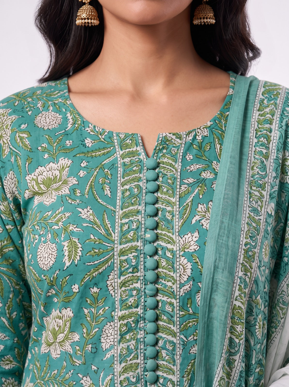 Nila Leaf Sanganeri Print Cotton Unstitched Suit