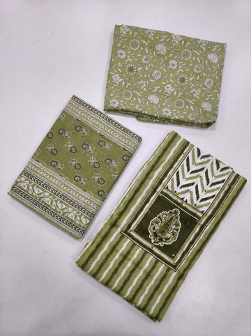 Green Malhar Cotton Unstitched Suit