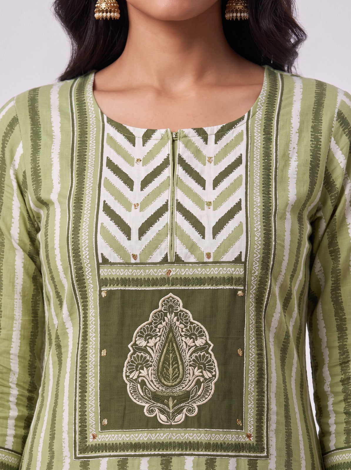 Green Malhar Cotton Unstitched Suit