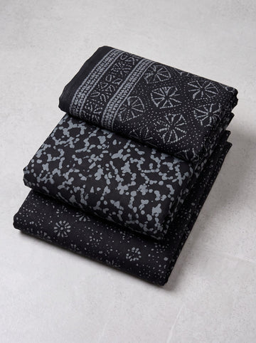 Black Beauty Cotton Unstitched Dress Material With Cotton Shawl