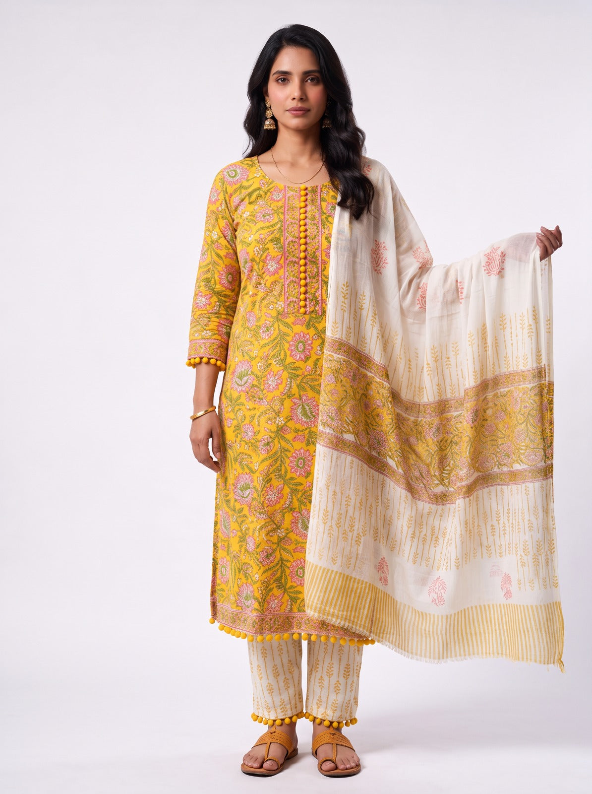 Rani Phool Sanganeri Print Cotton Unsitched Suit