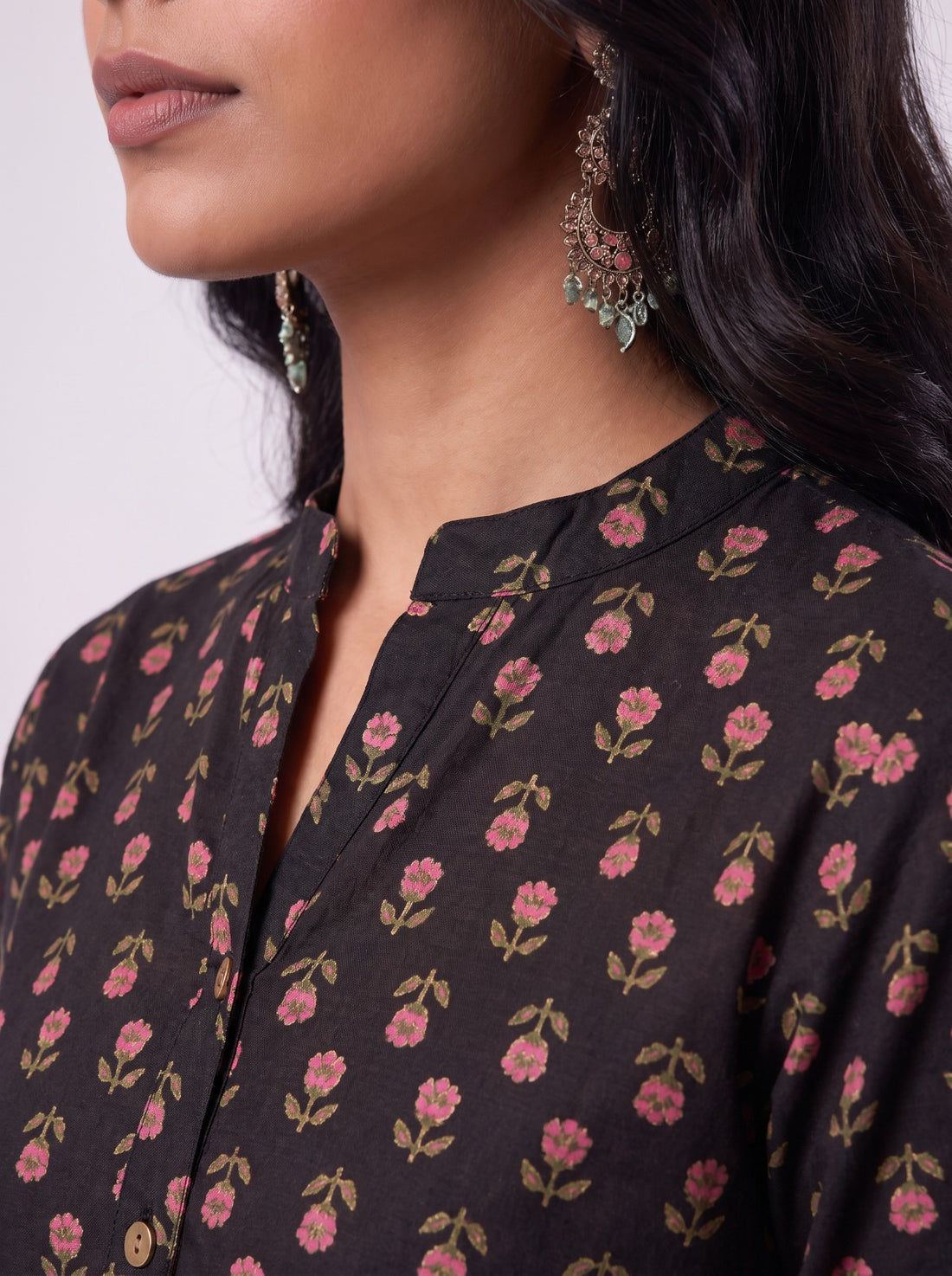 Floral Black Tunic Top