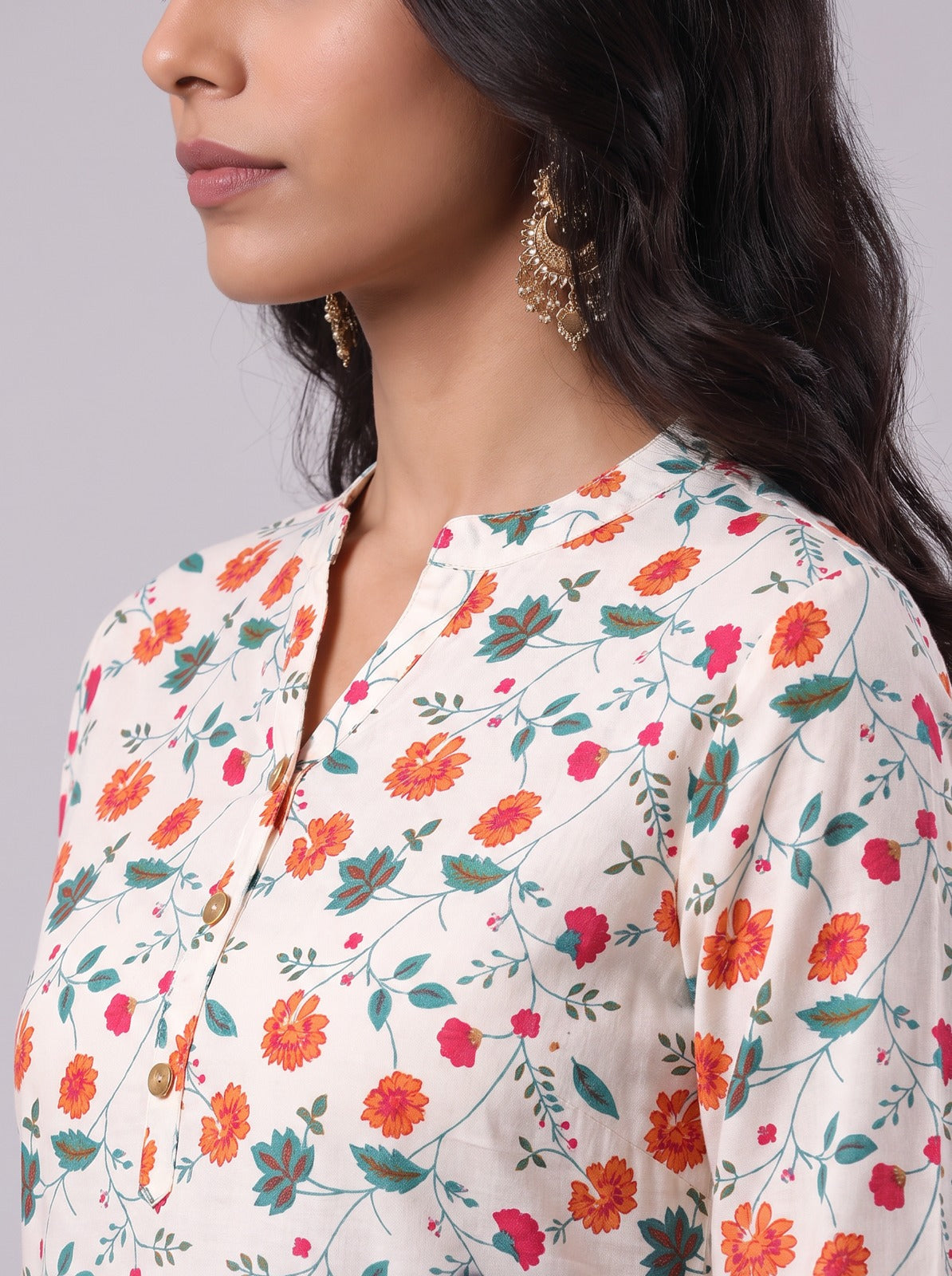 Floral White Tunic Top