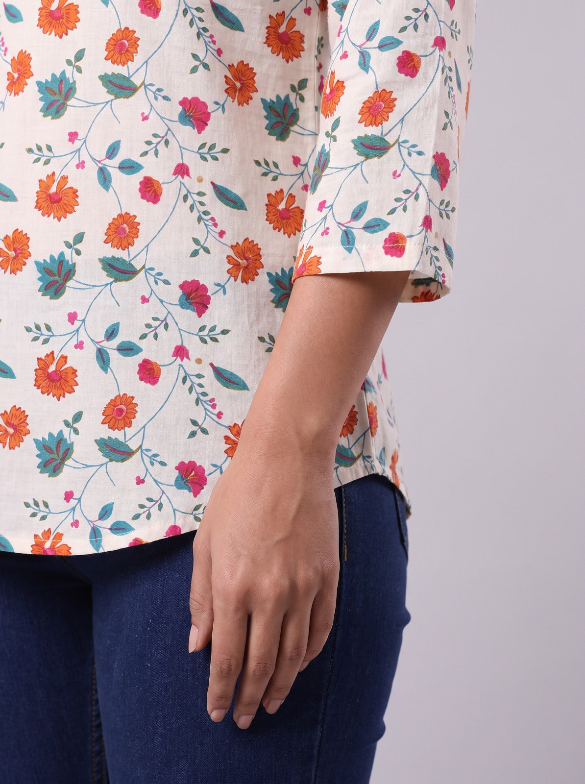 Floral White Tunic Top