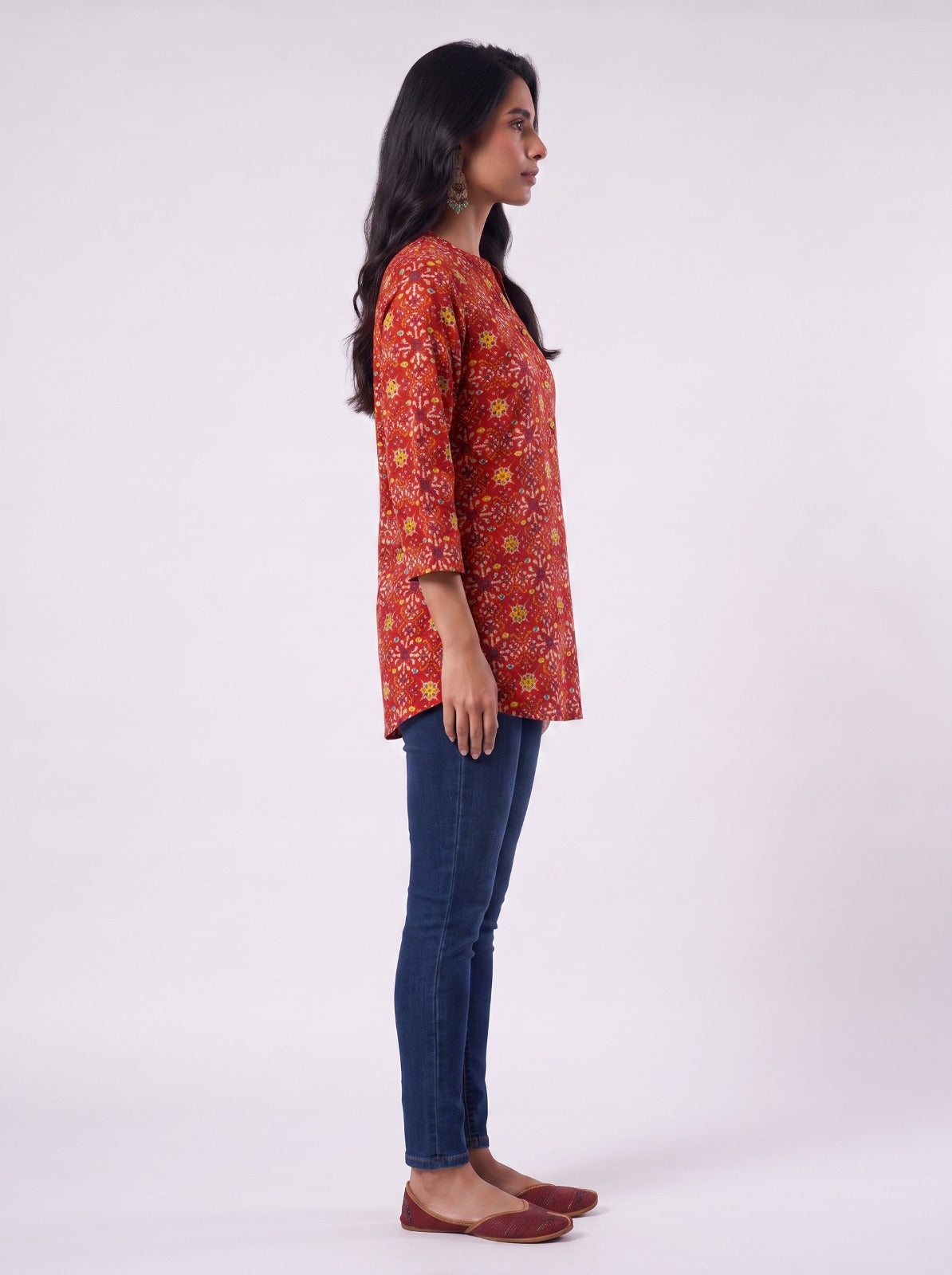 Floral Red Tunic Top