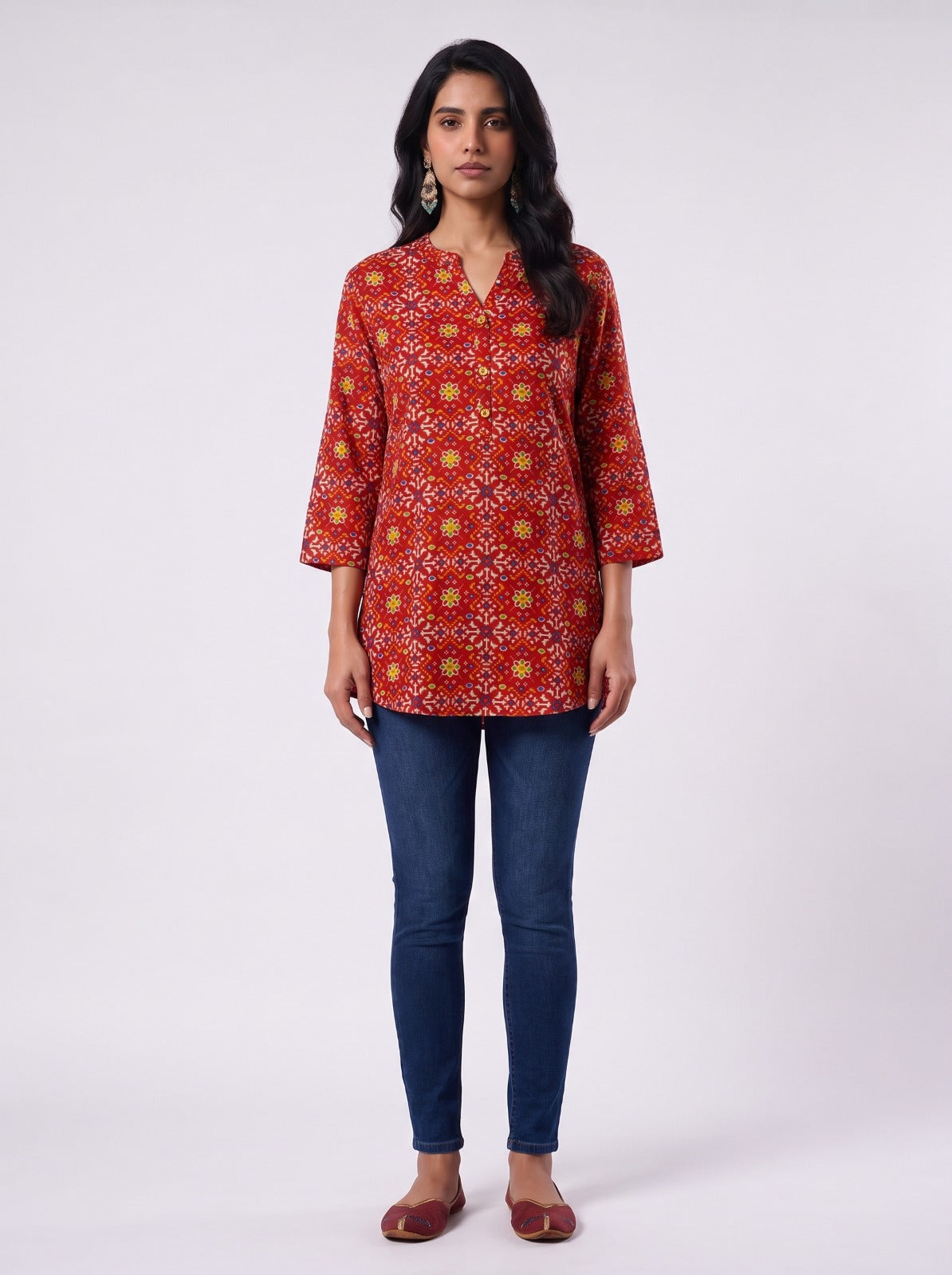 Floral Red Tunic Top