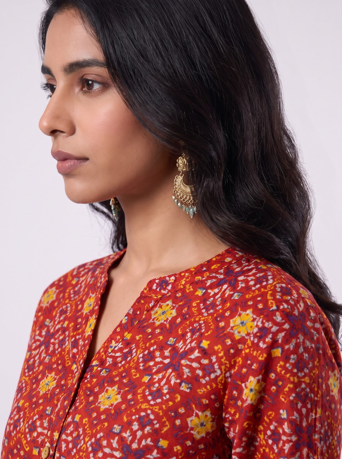 Floral Red Tunic Top