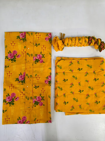 BASANT FLORAL JAIPUR COTTON UNSTITCHED MATERIAL
