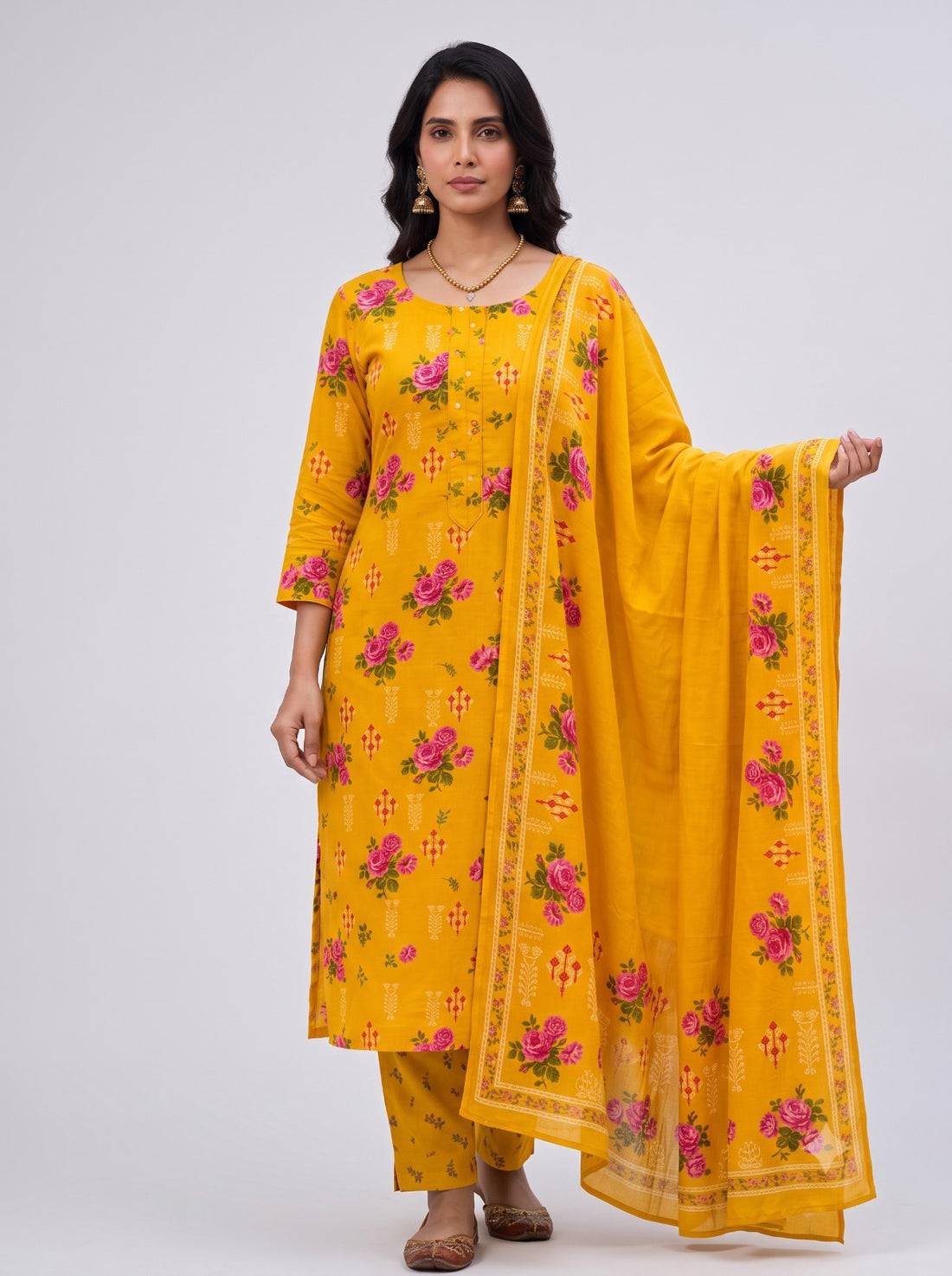 BASANT FLORAL JAIPUR COTTON UNSTITCHED MATERIAL