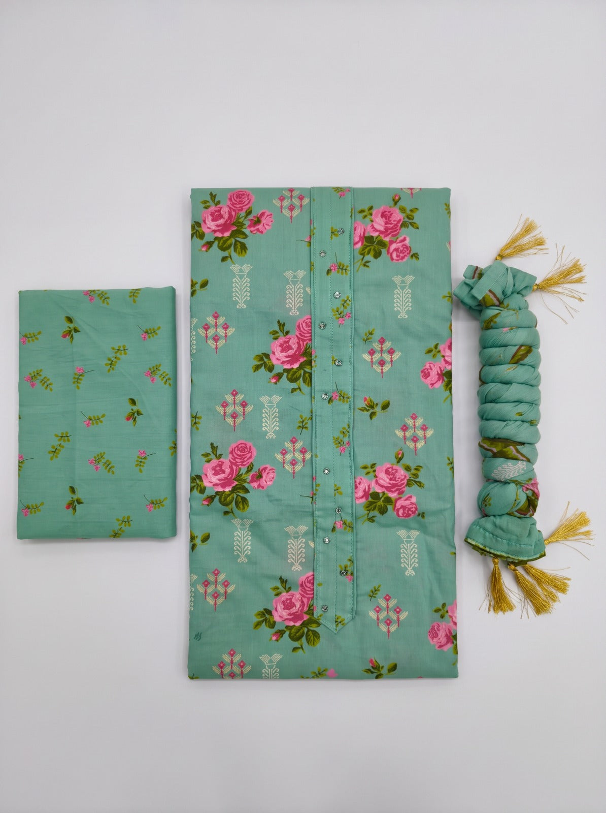 SAGE TEAL JAIPUR COTTON UNSTITCHED MATERIAL