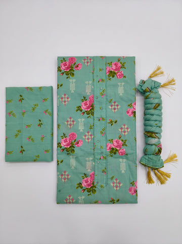 SAGE TEAL JAIPUR COTTON UNSTITCHED MATERIAL