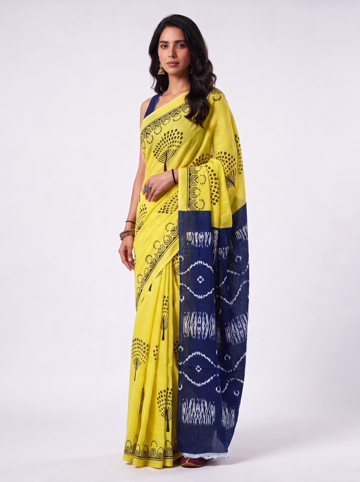PEELA NEELA MUL COTTON SAREE