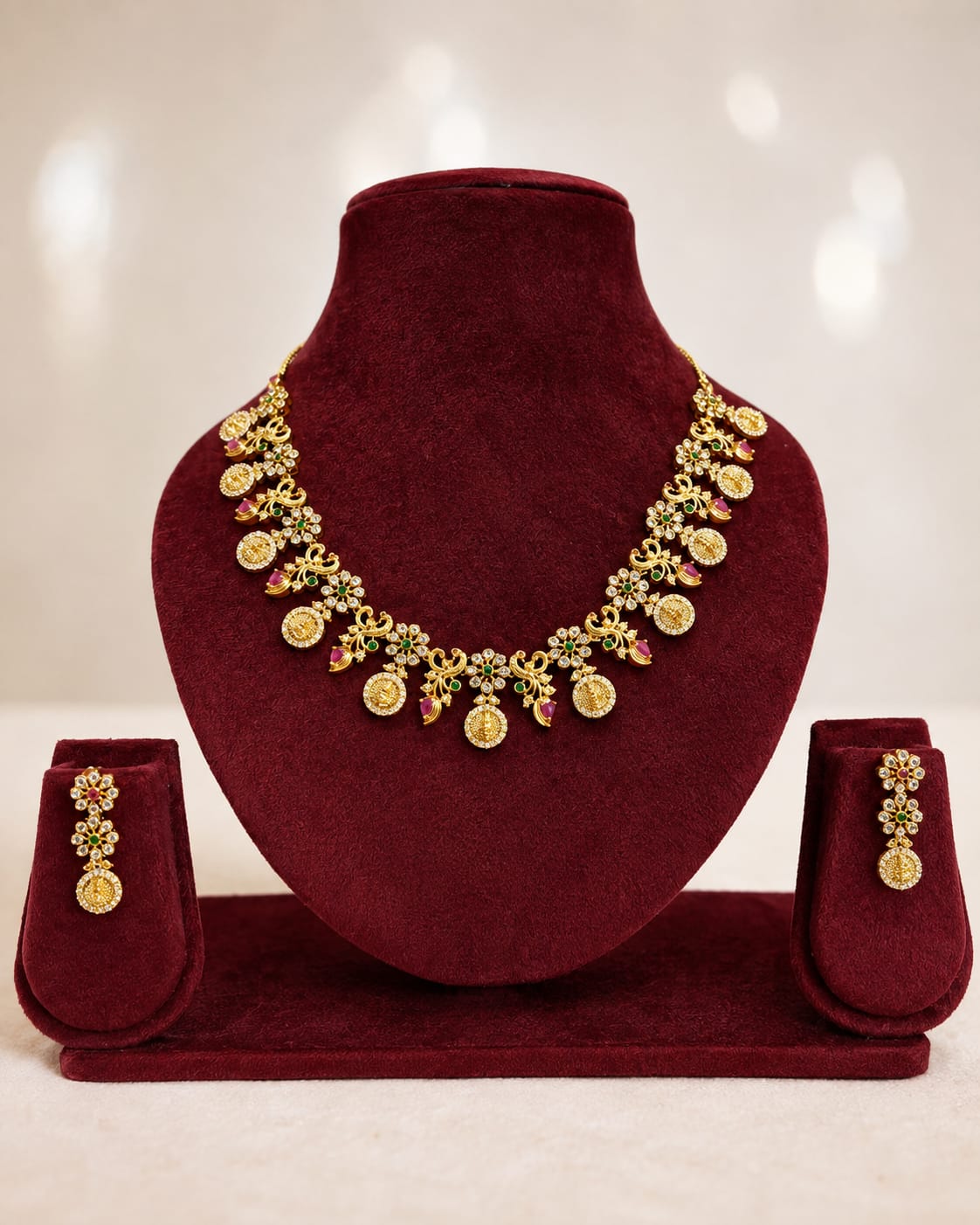 Kashi Mala With Ruby Stone And Earrings