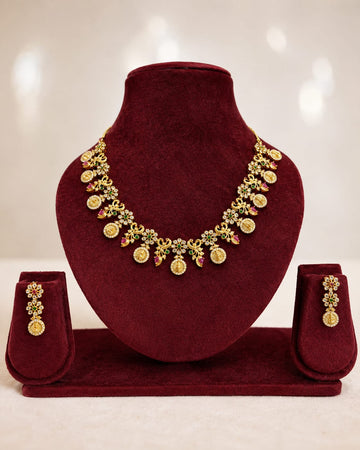 Kashi Mala With Ruby Stone And Earrings