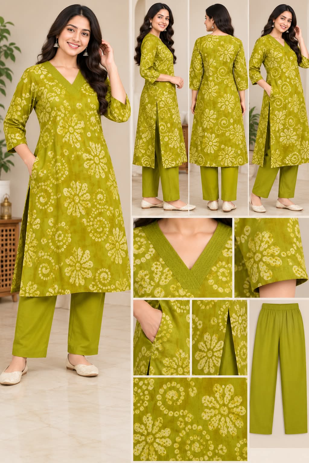 LIME FLORAL 2 PIECE SET