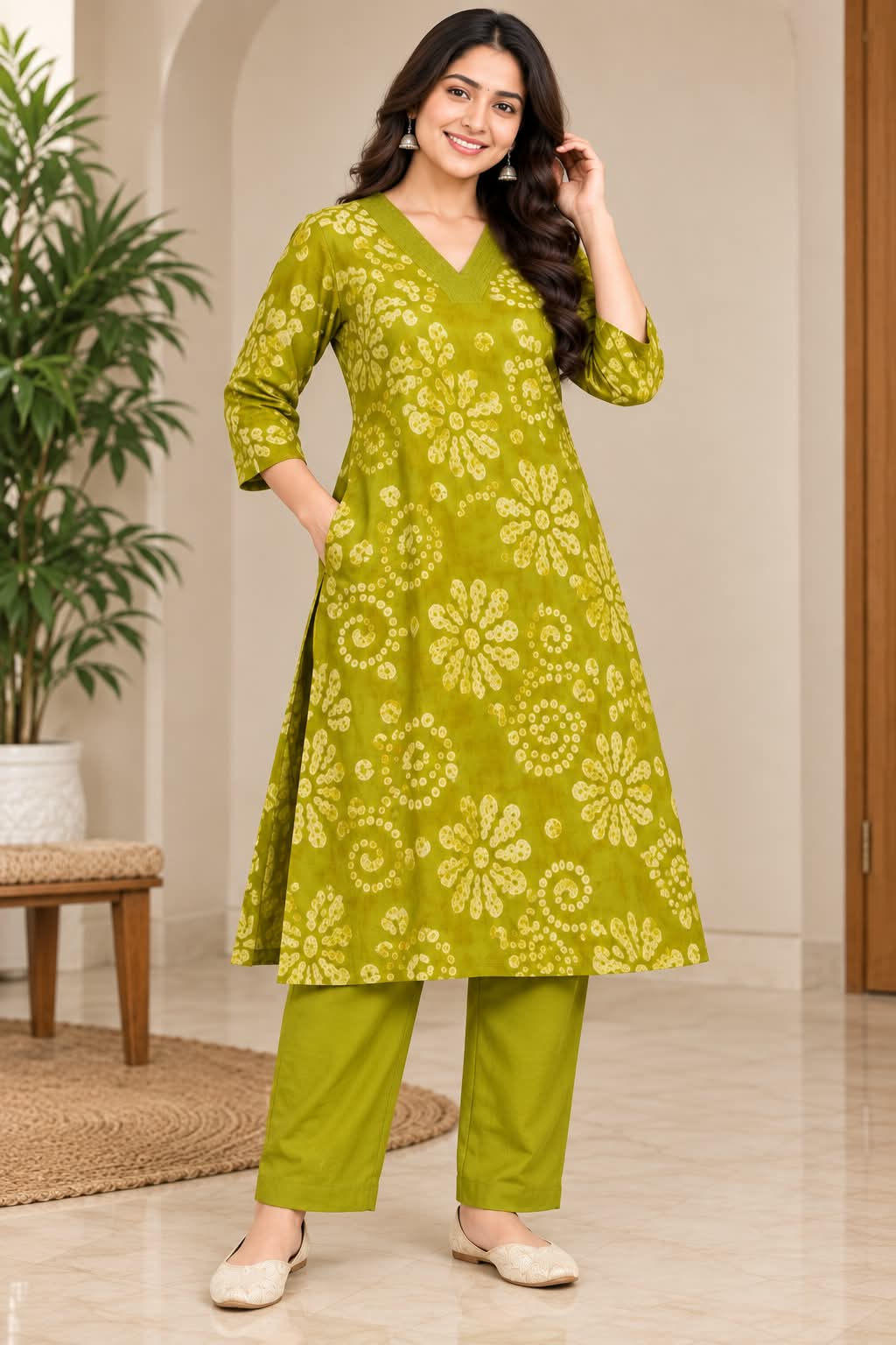 LIME FLORAL 2 PIECE SET