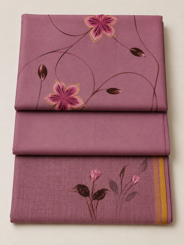MAUVE MELODY COTTON UNSTITCHED SUIT WITH KOTA DORIYA SHAWL