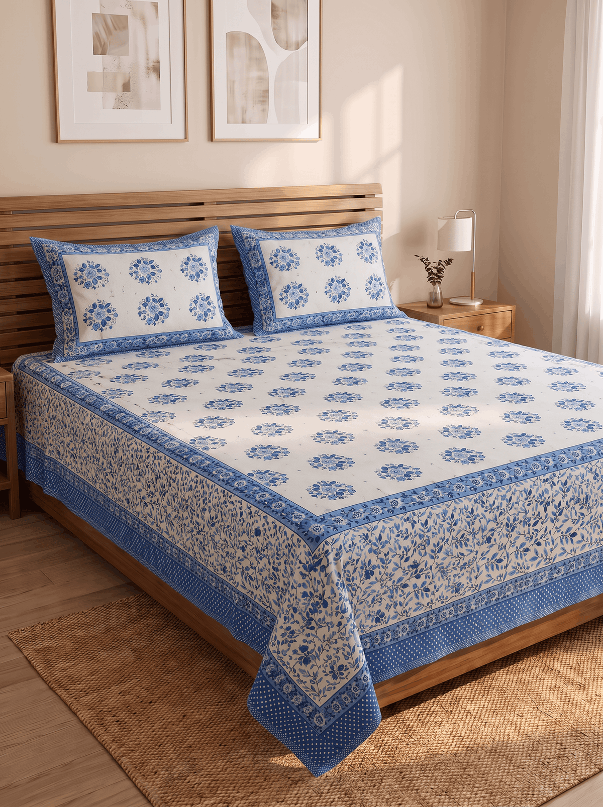 Neel Aangan Jaipur Cotton Bedsheet Size-93x108