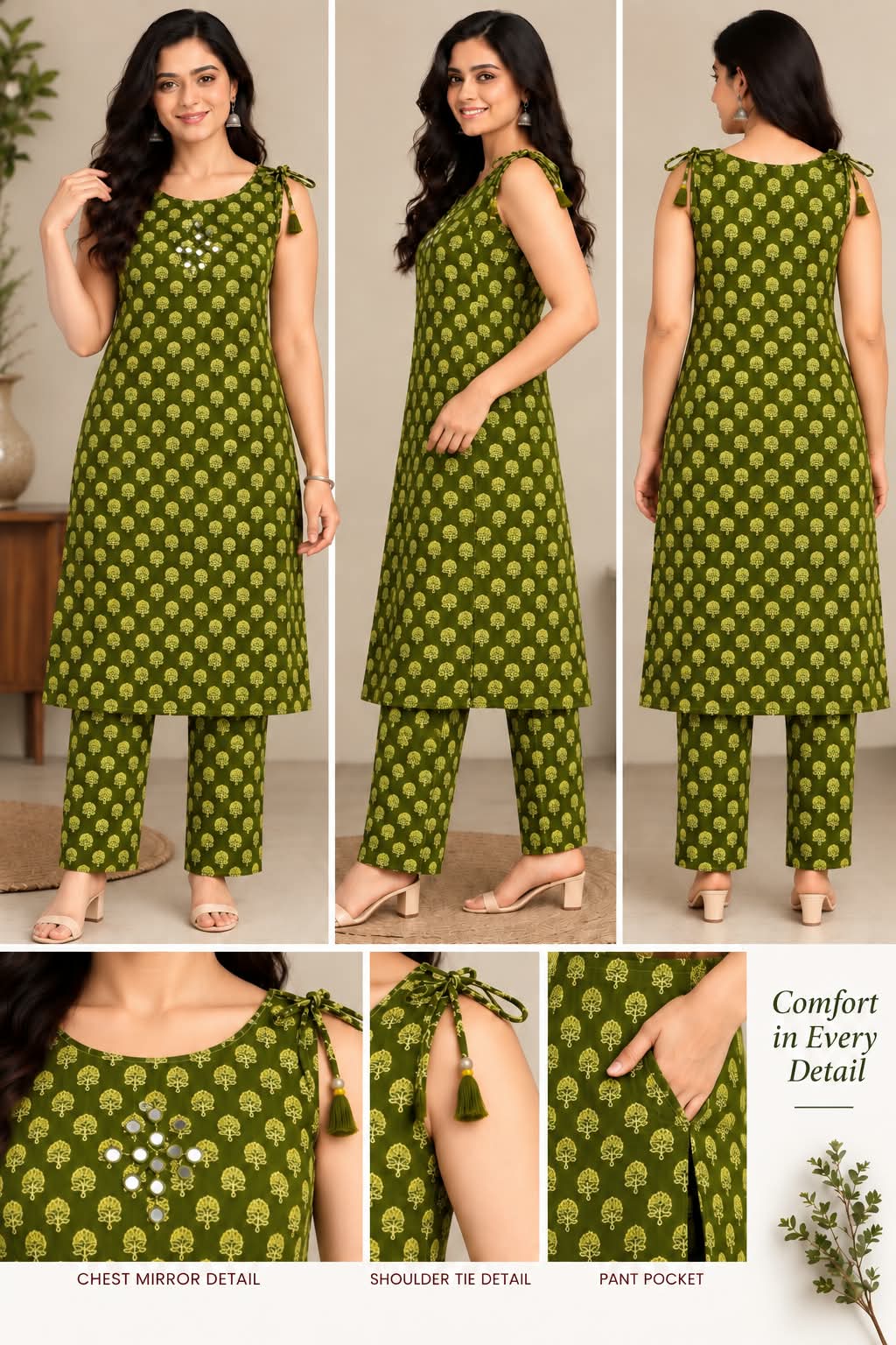 OLIVE GREEN CO ORD SET