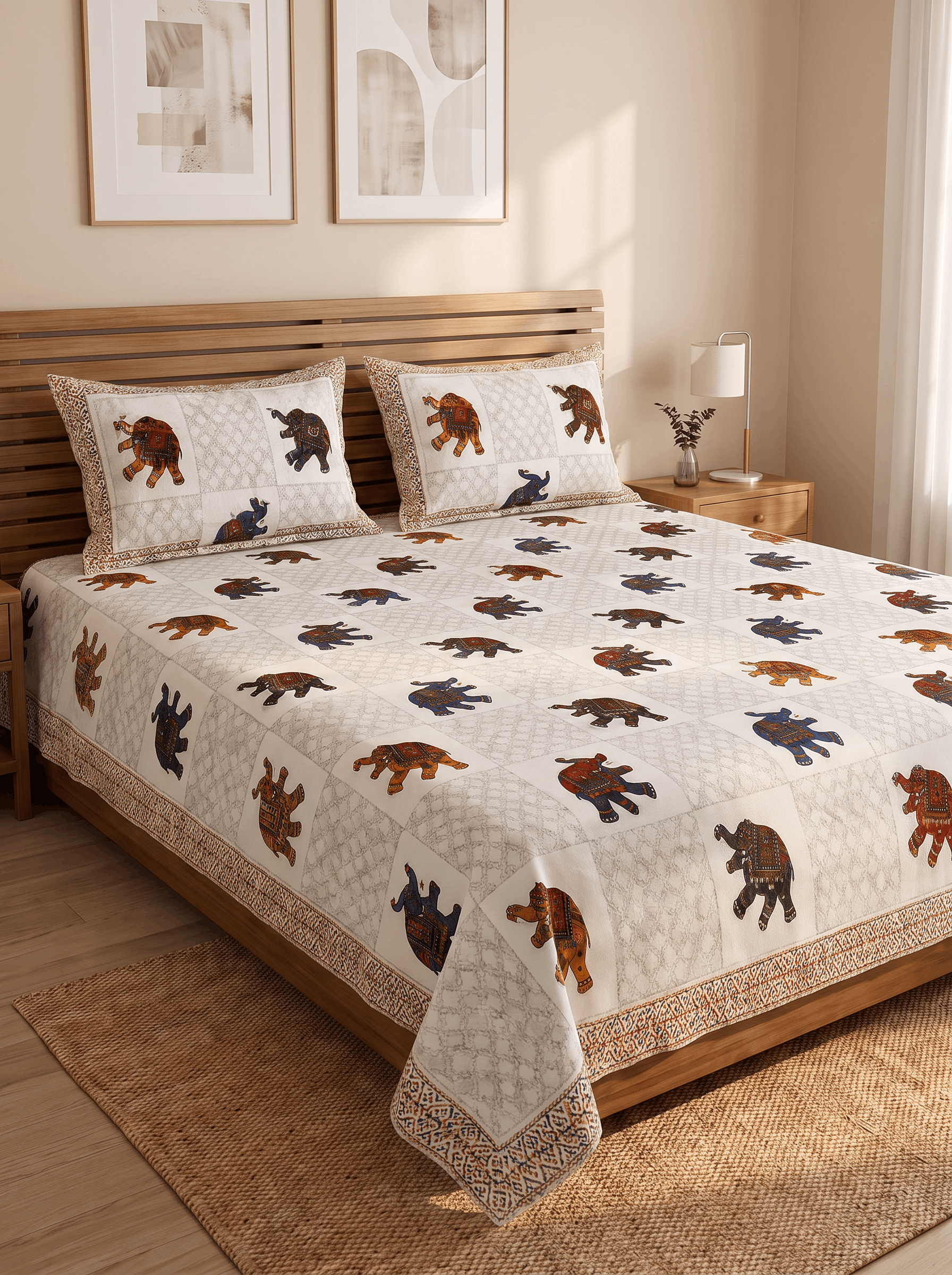 Royale Elephant Jaipur Cotton Bedsheet R & B Size-93x108