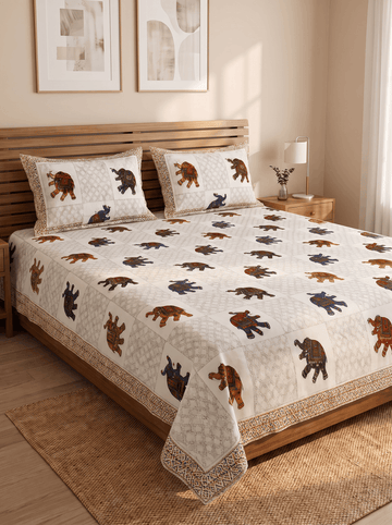 Royale Elephant Jaipur Cotton Bedsheet R & B Size-93x108