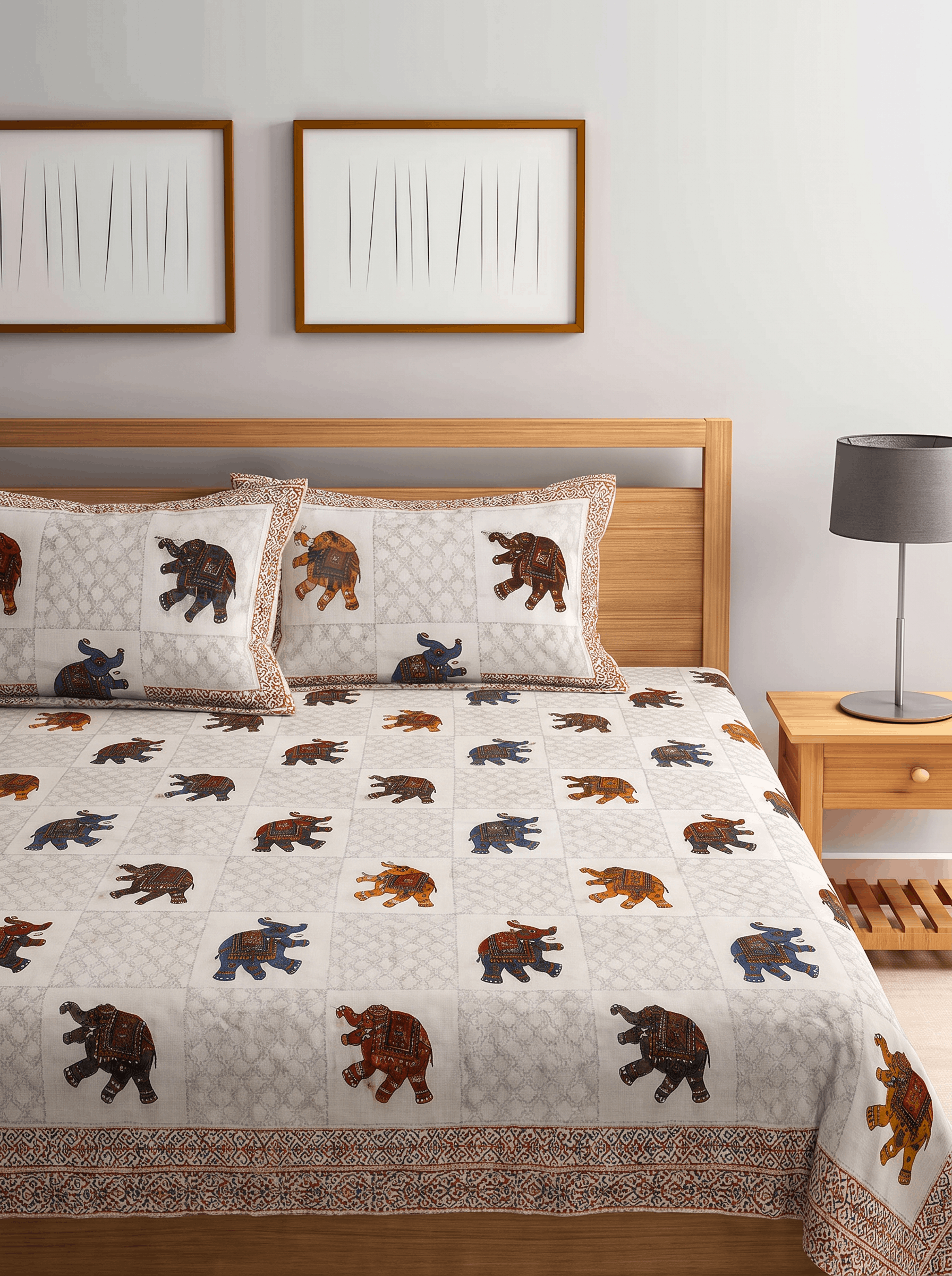 Royale Elephant Jaipur Cotton Bedsheet R & B Size-93x108